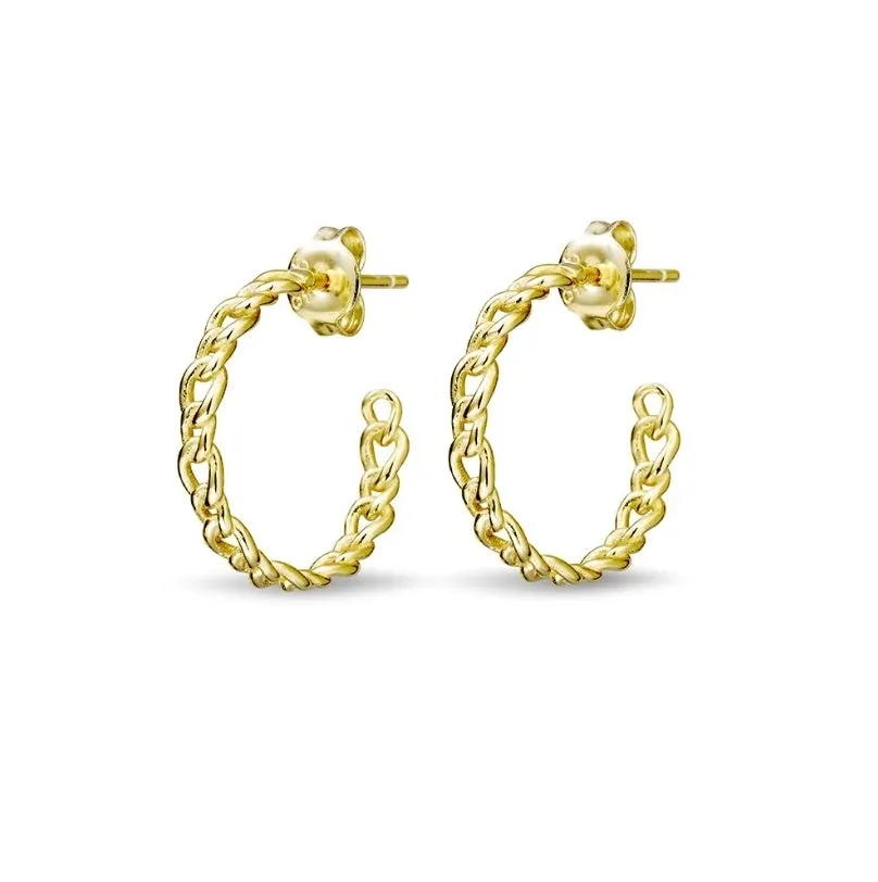 Chain link hoop stud earrings Gold