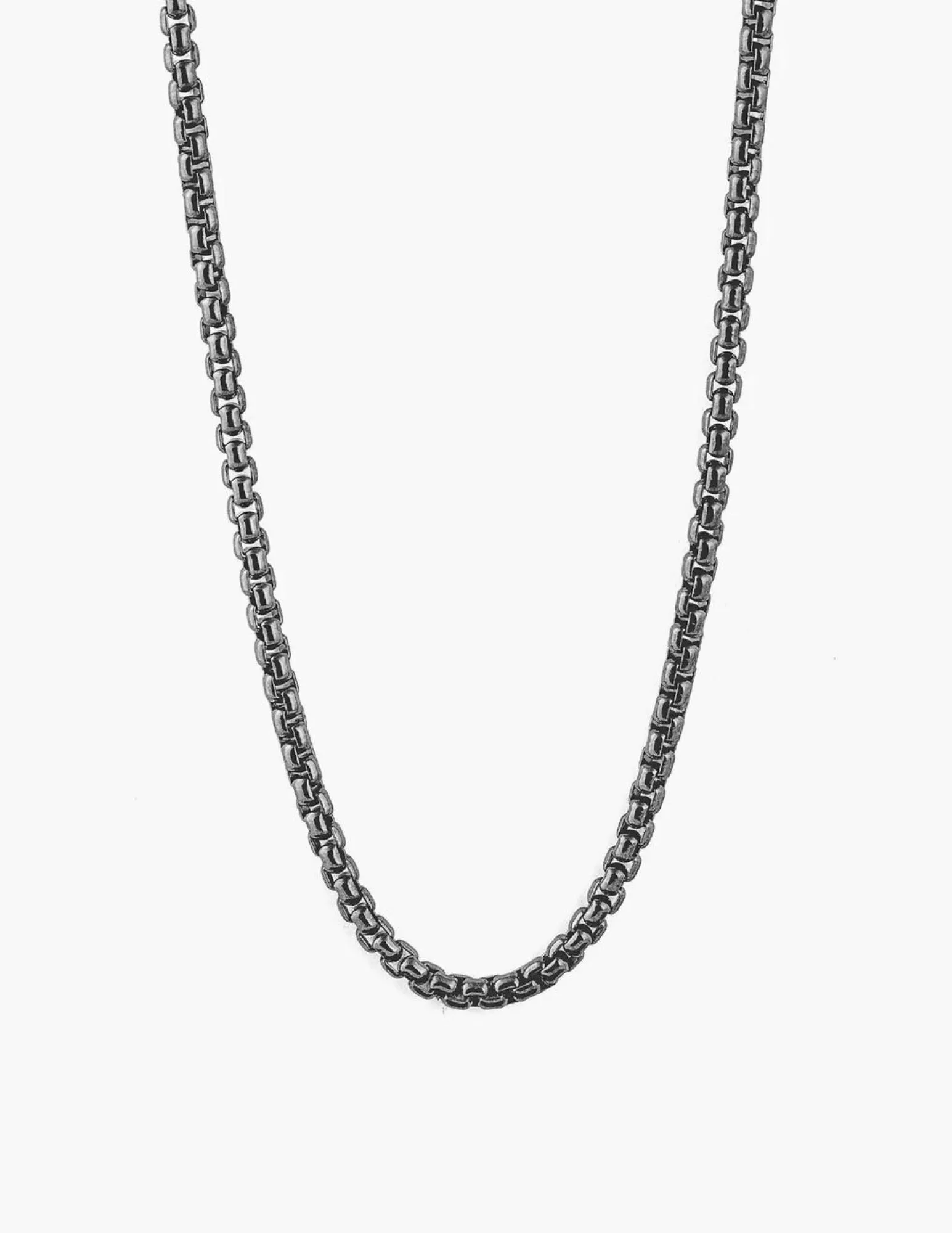 Classic Box Chain Necklace In Black Rhodium Silver 4MM