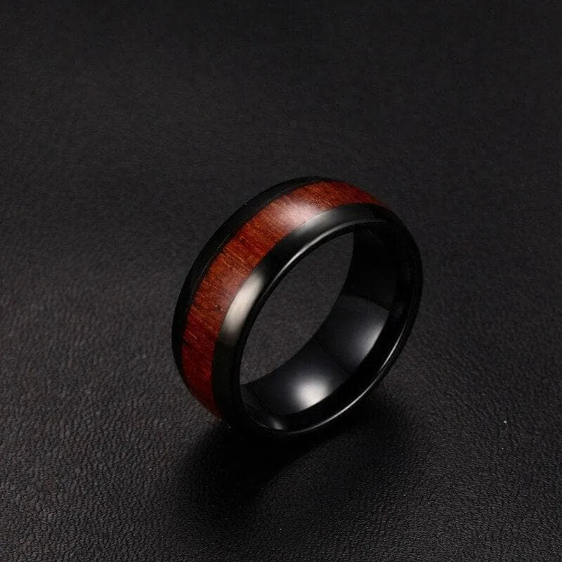 Classic Wood Matte Tungsten Men's Wedding Band