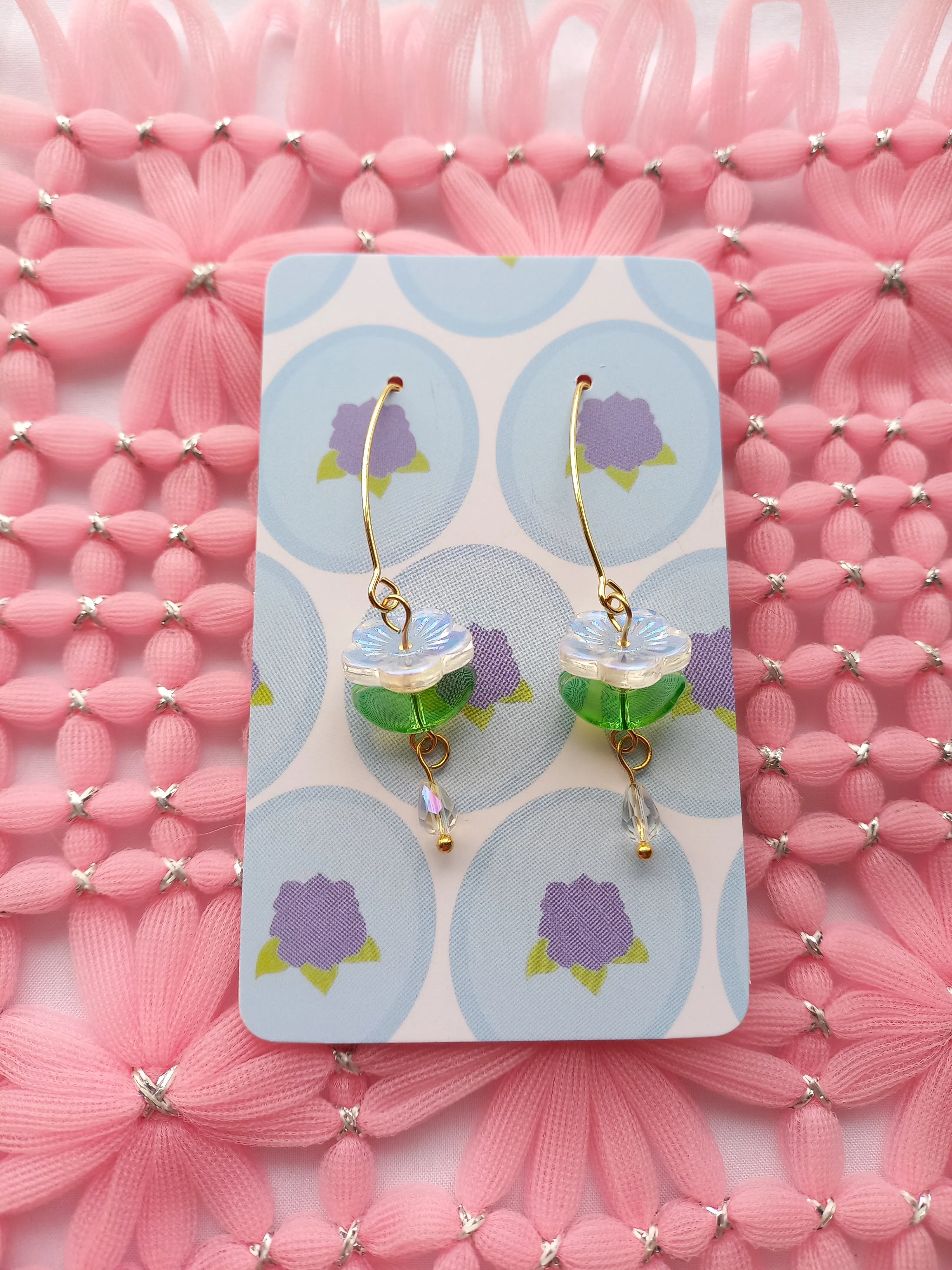 Clear Reflective Flower Drop Earrings | Flower Power