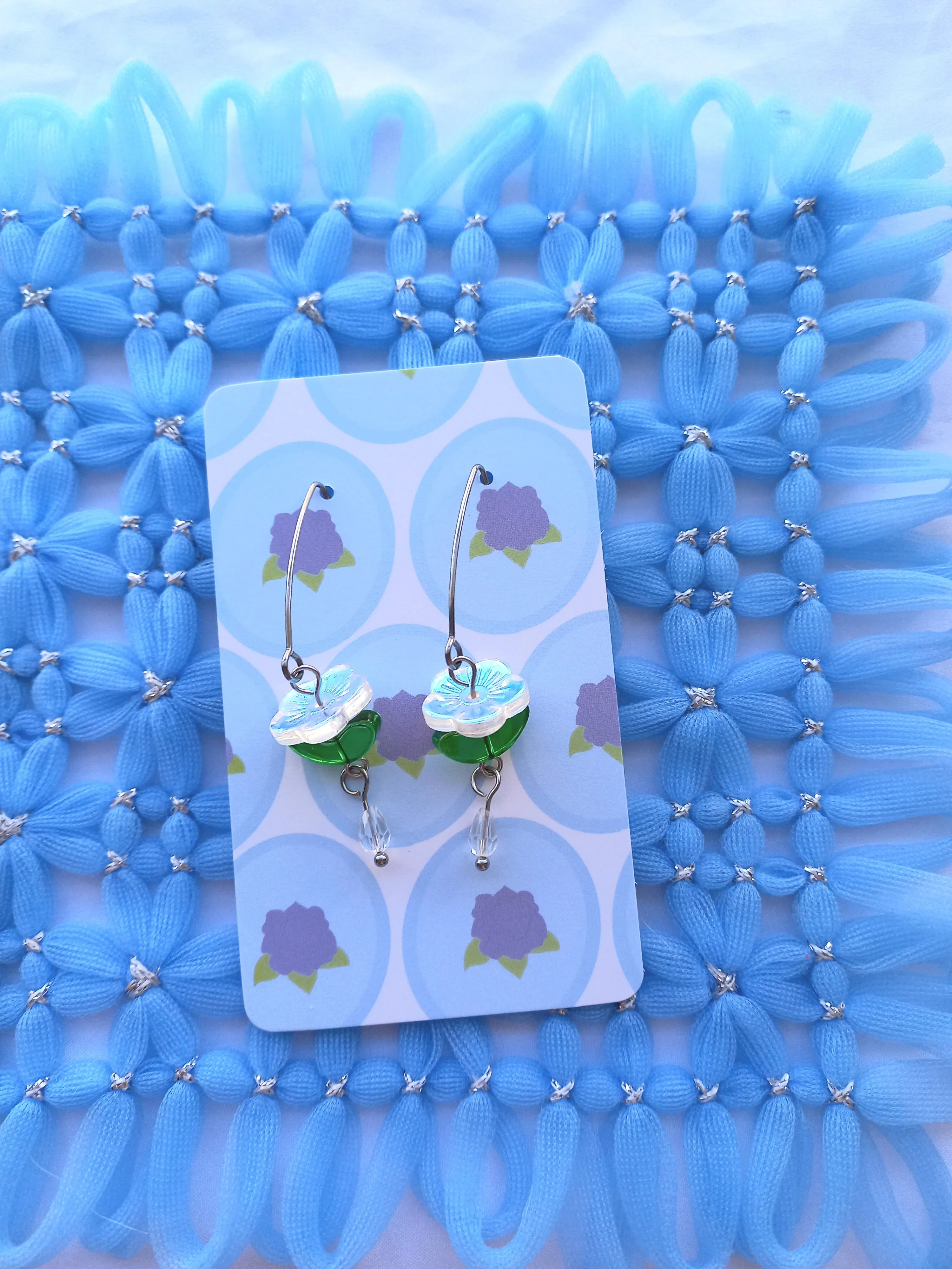 Clear Reflective Flower Drop Earrings | Flower Power