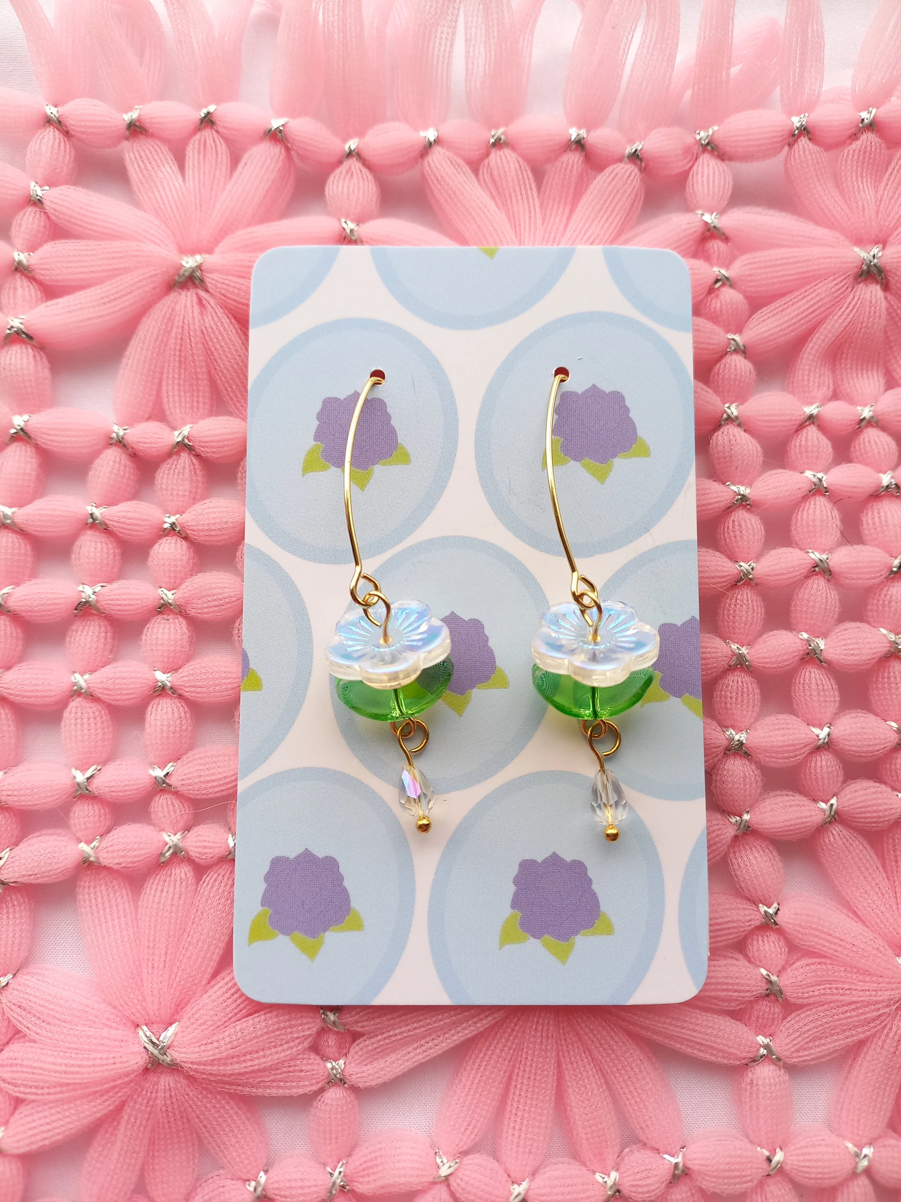 Clear Reflective Flower Drop Earrings | Flower Power