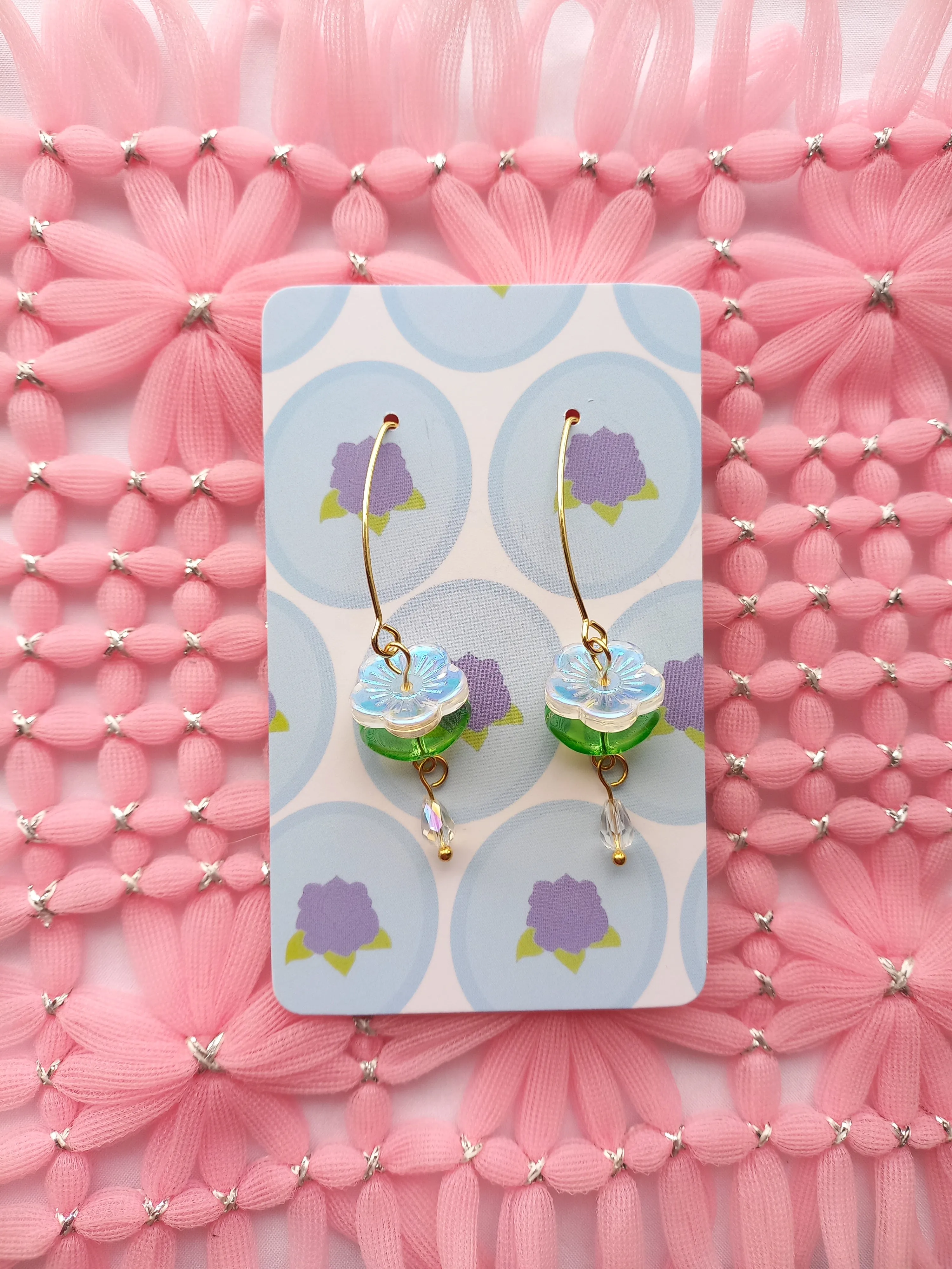 Clear Reflective Flower Drop Earrings | Flower Power