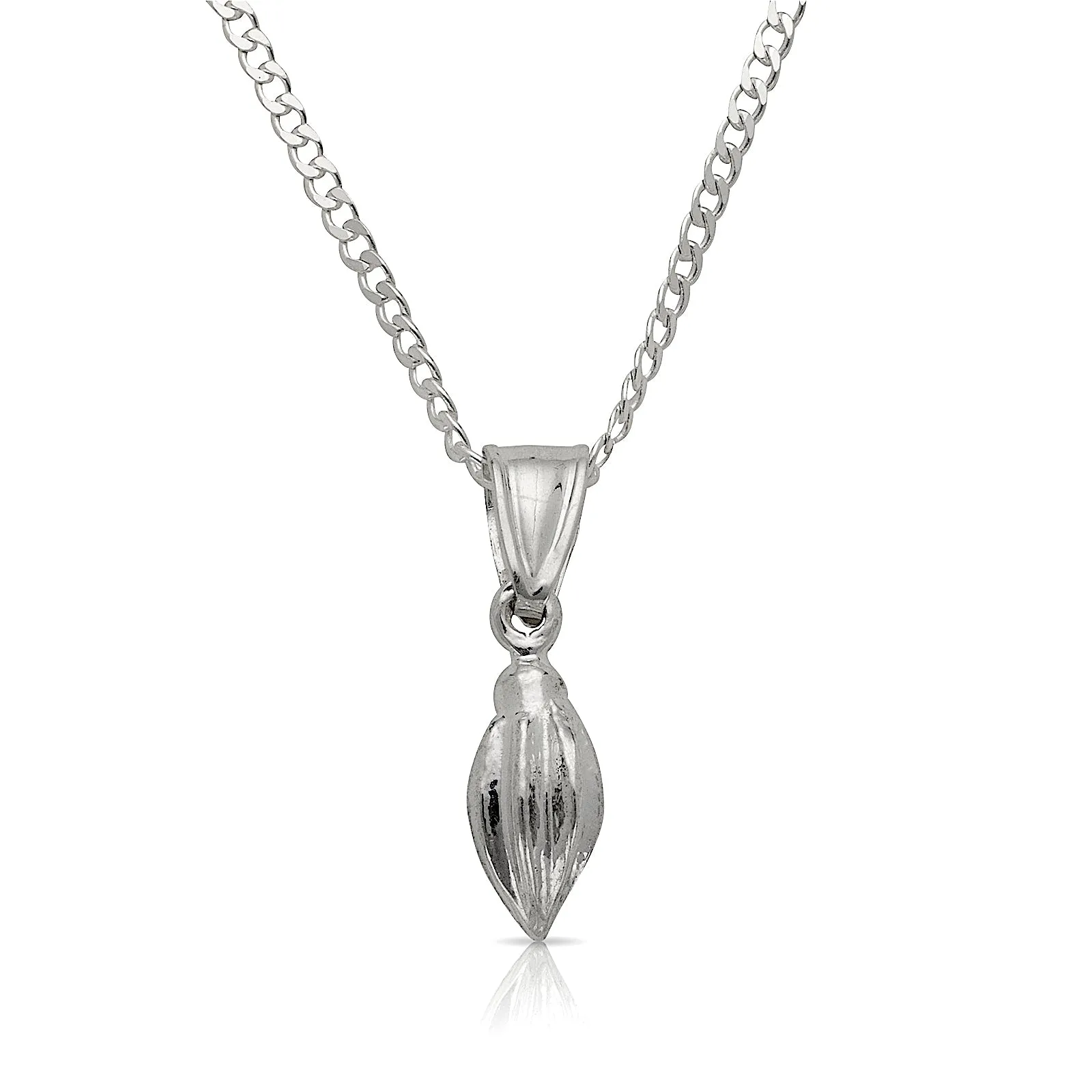 Cocoa Pod Pendant Necklace .925 Sterling Silver