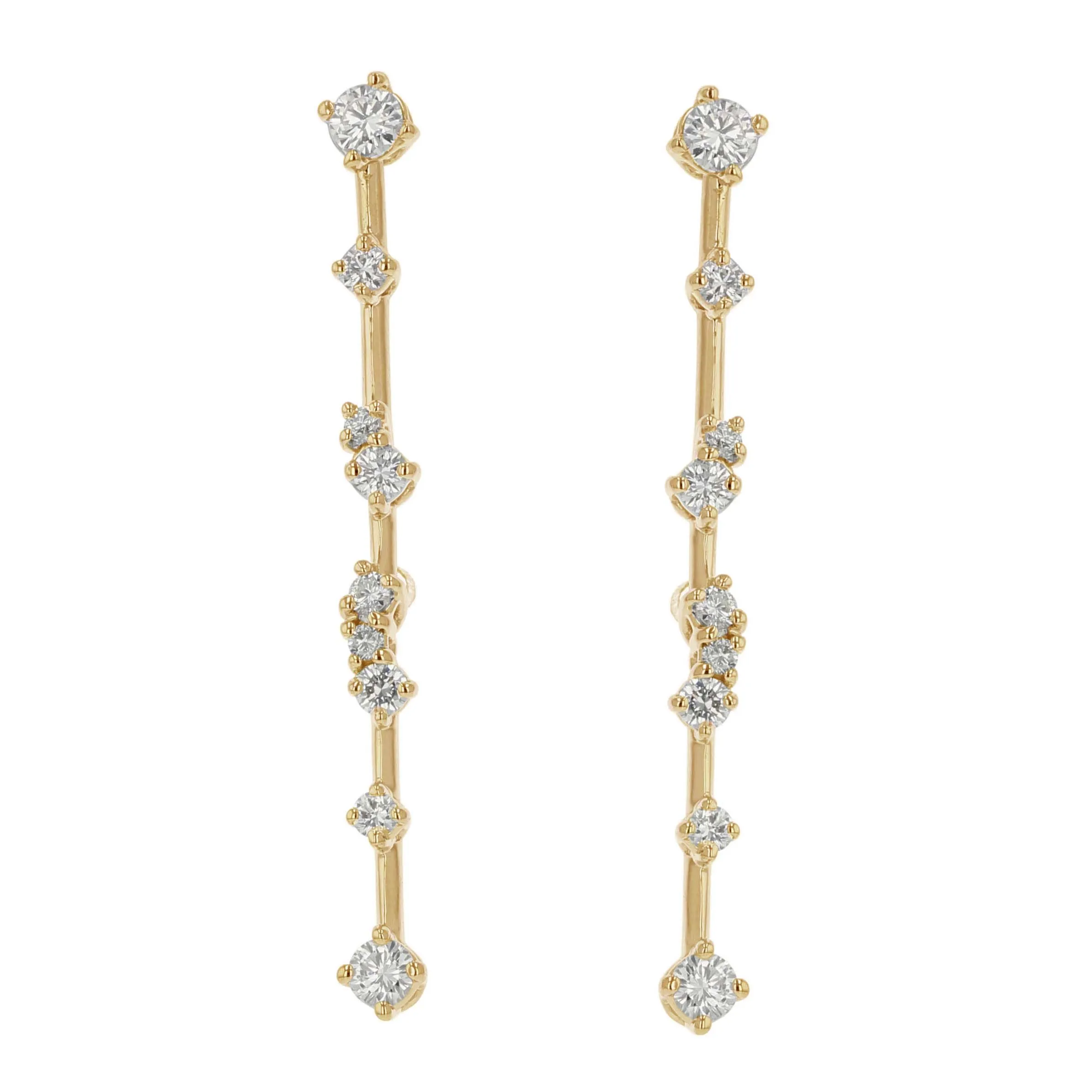 Constellation 0.76ct Diamonds Drop Earrings in 18K Yellow Gold