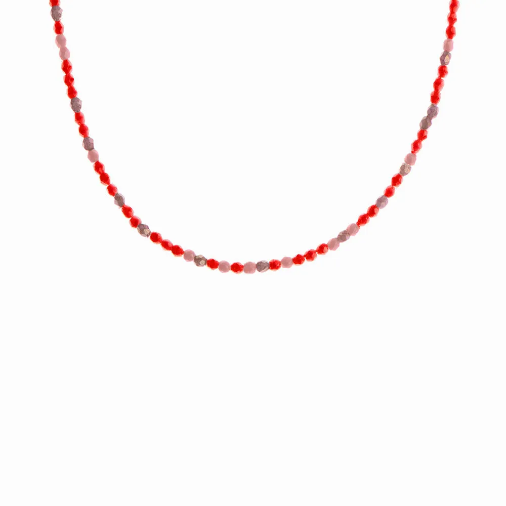 Coral Mix Glass Beaded Necklace - SISTER x KAMAYKO