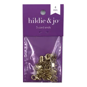 Cord Ends Gold 5pcs 4mm