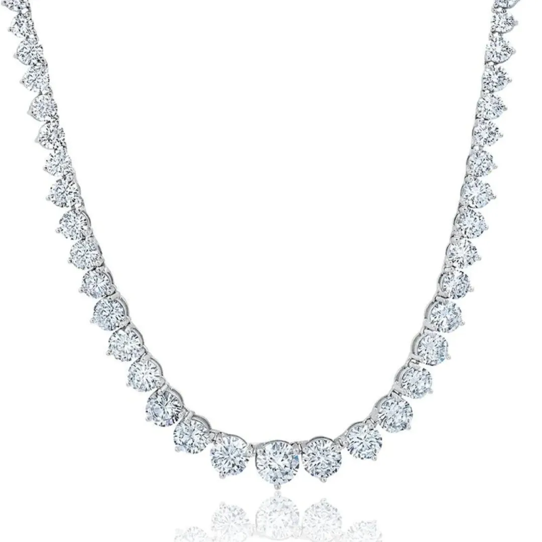 Crislu Classic Small Graduated Tennis Necklace - Platinum