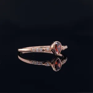 Dainty Minimalist Garnet Rose Gold Ring