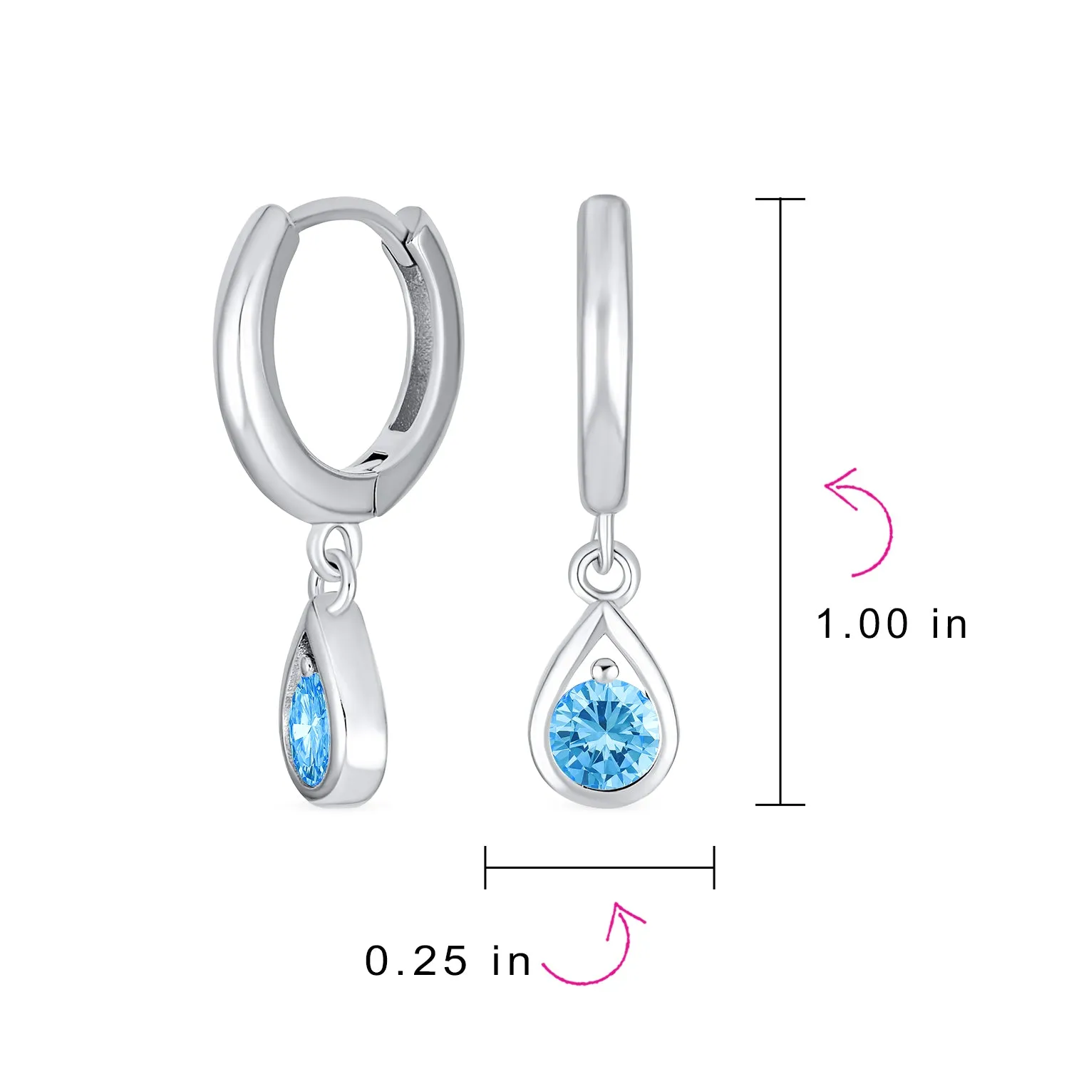 Dainty Simulated CZ Teardrop Huggie Drop Earrings Gold Plated .925 Silver