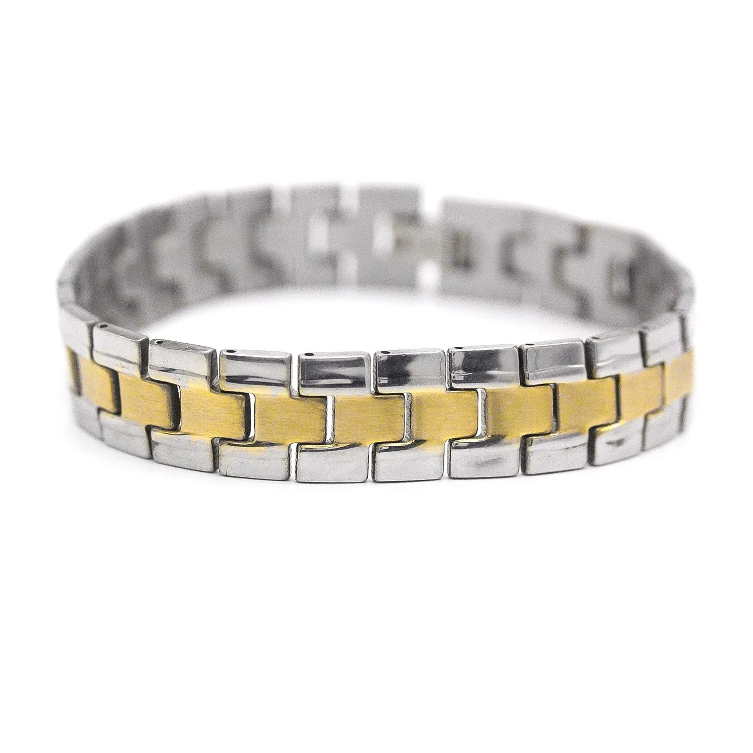 Decorative Men’s Stainless Steel Bracelet Fashion Wrist Band (Silver/Gold)