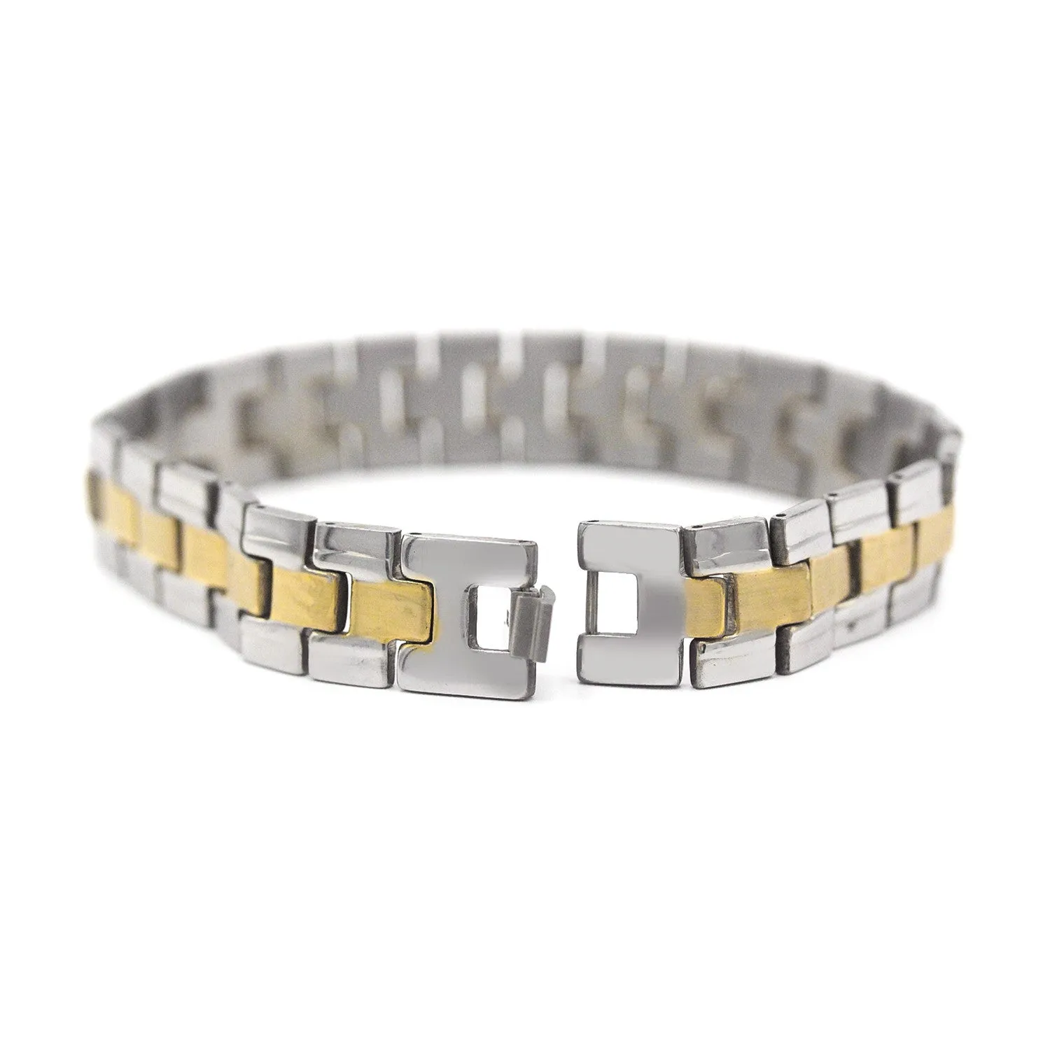 Decorative Men’s Stainless Steel Bracelet Fashion Wrist Band (Silver/Gold)