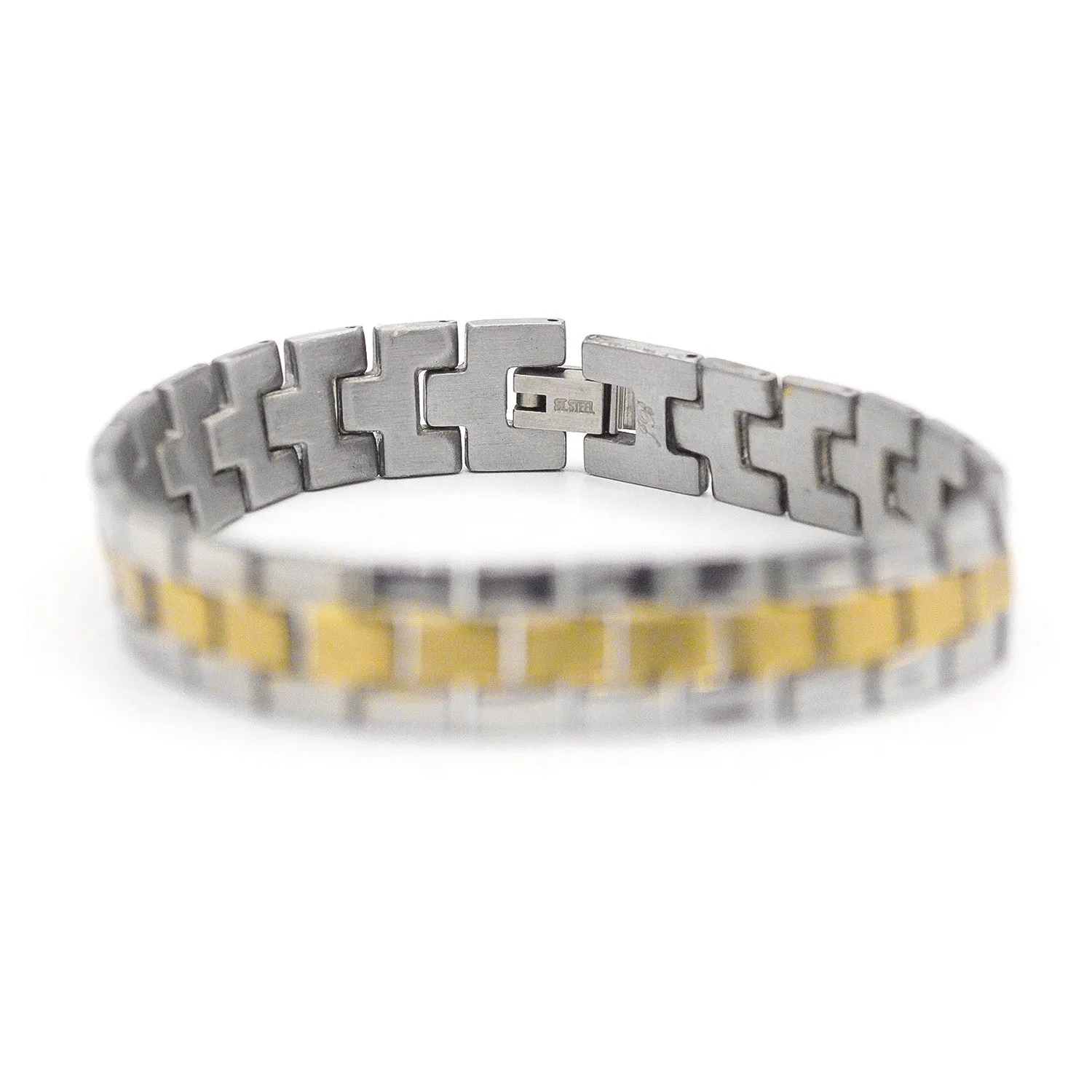 Decorative Men’s Stainless Steel Bracelet Fashion Wrist Band (Silver/Gold)