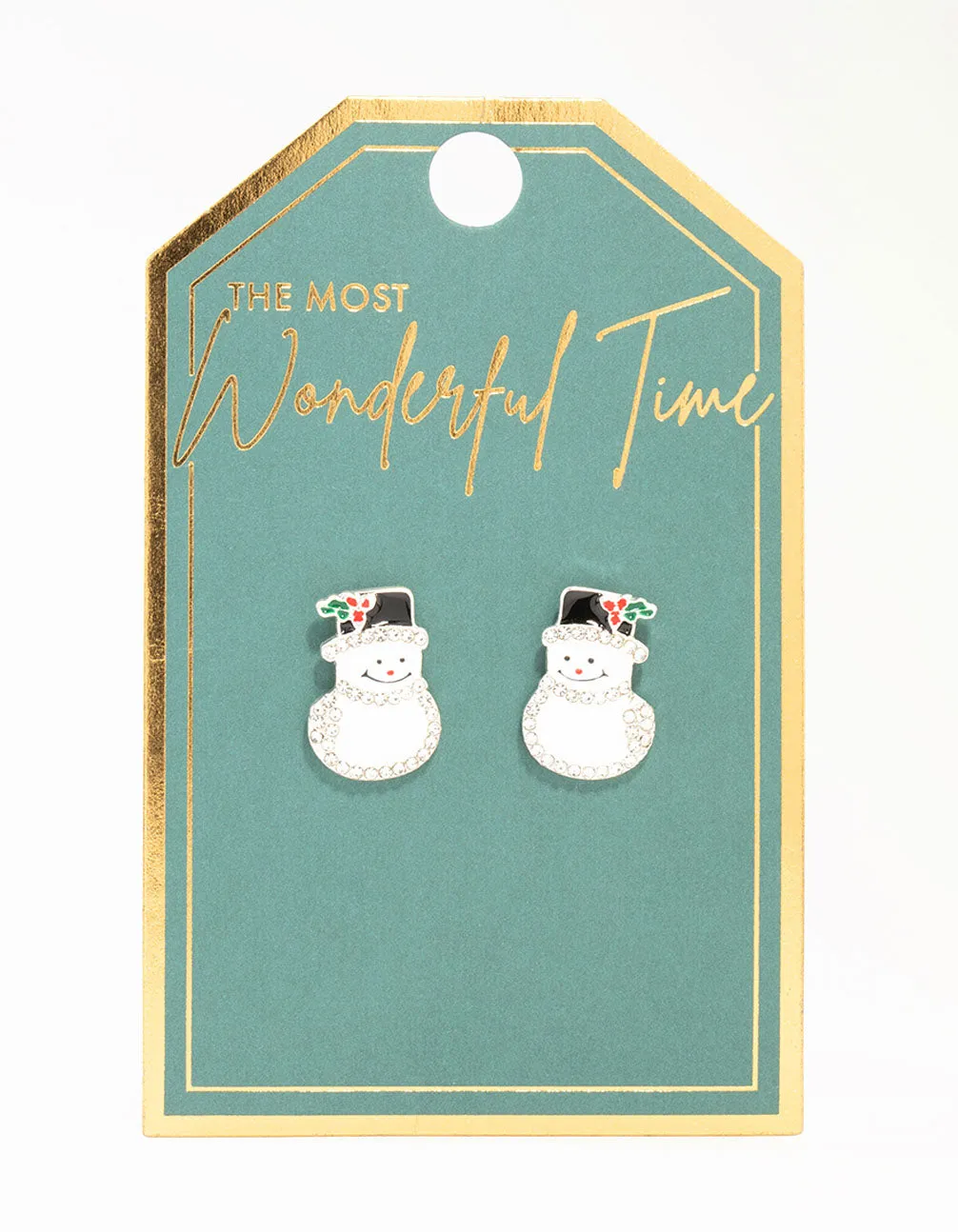 Diamante Snowman Silver Earrings