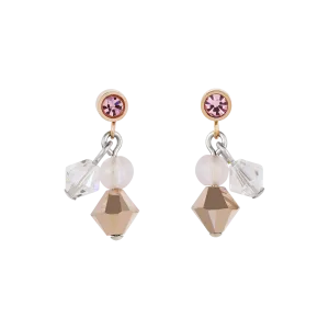 Earrings Crystals & rose quartz light rose