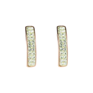 Earrings stainless steel rose gold & crystals pavé light green