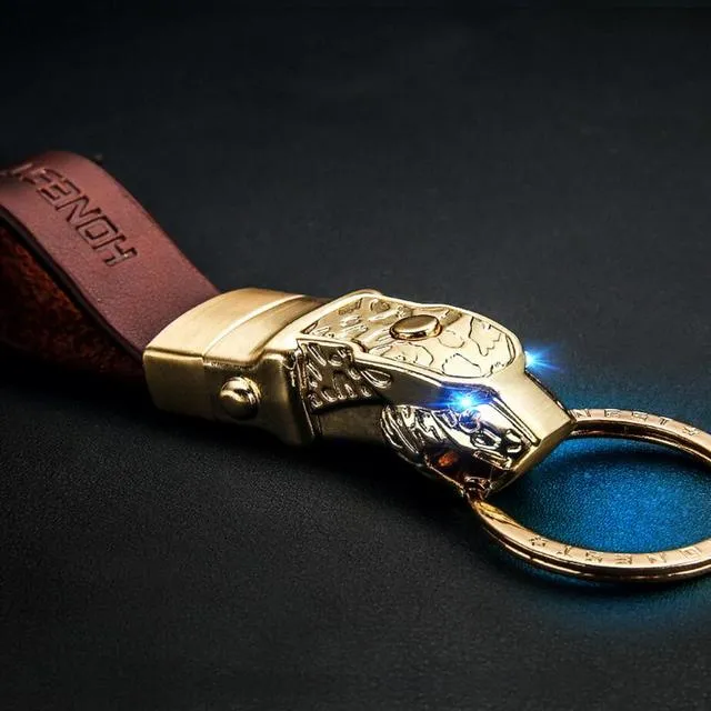 Elegant Leather Leopard Keychain Light