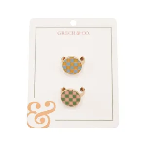 Enamel Rings-Kids set of 2 pairs - Checks