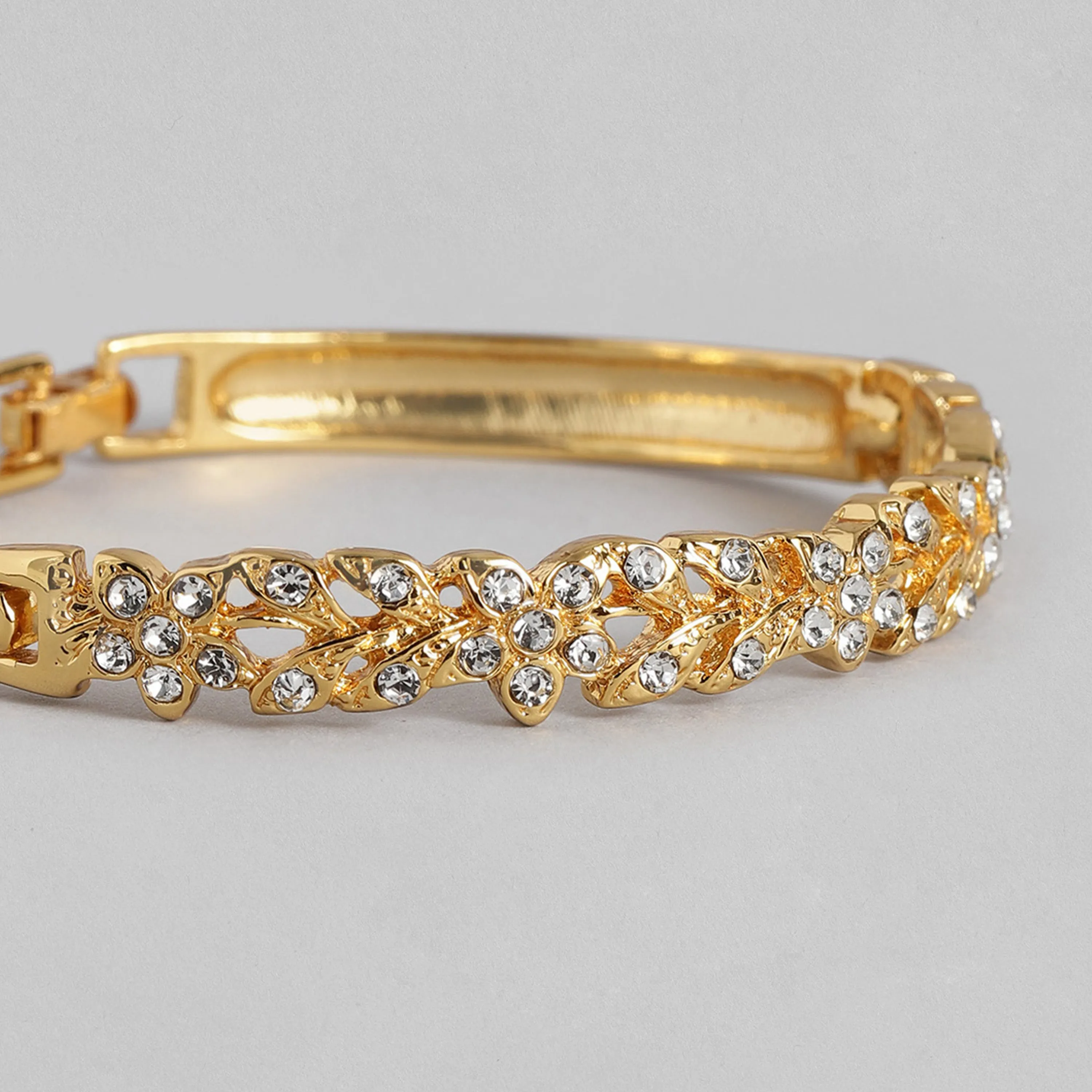 Estele Gold Plated Crystal Studded Bangle Bracelet for Girls and Women