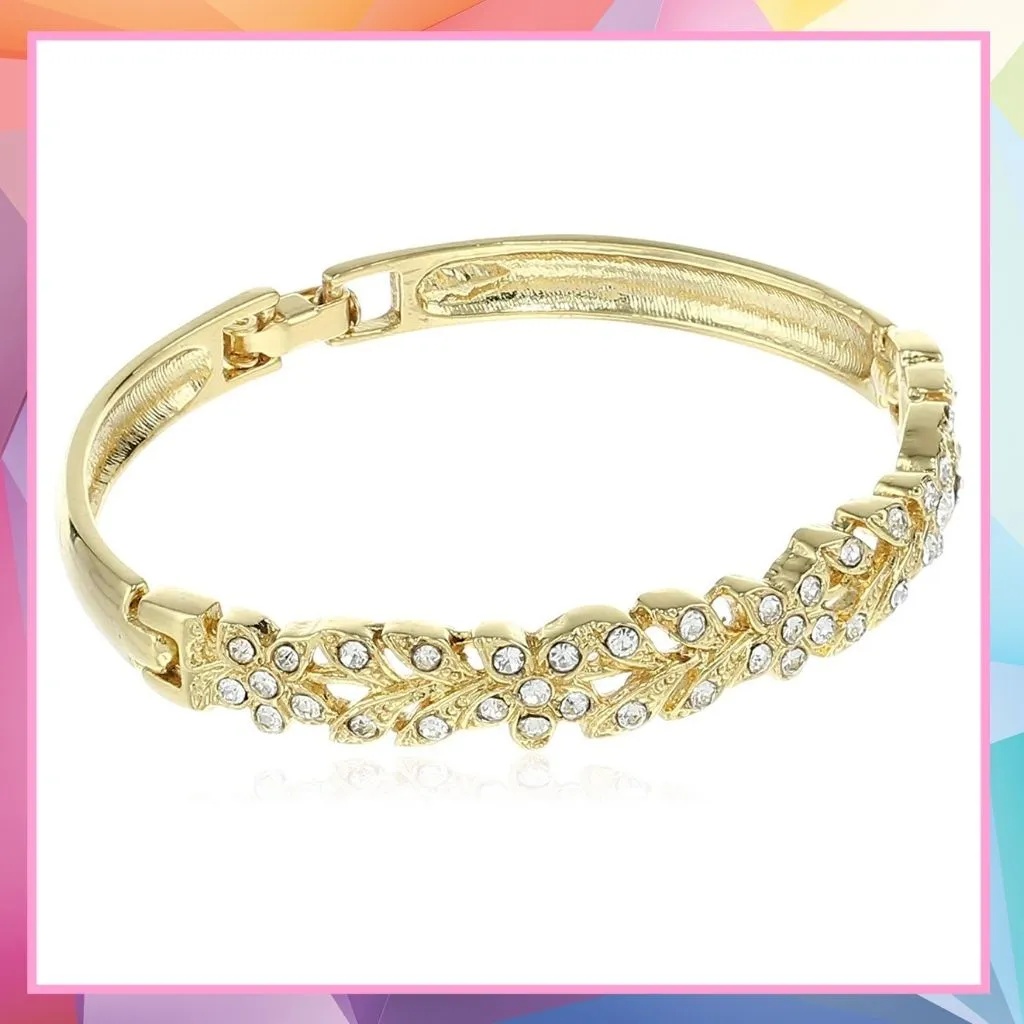 Estele Gold Plated Crystal Studded Bangle Bracelet for Girls and Women