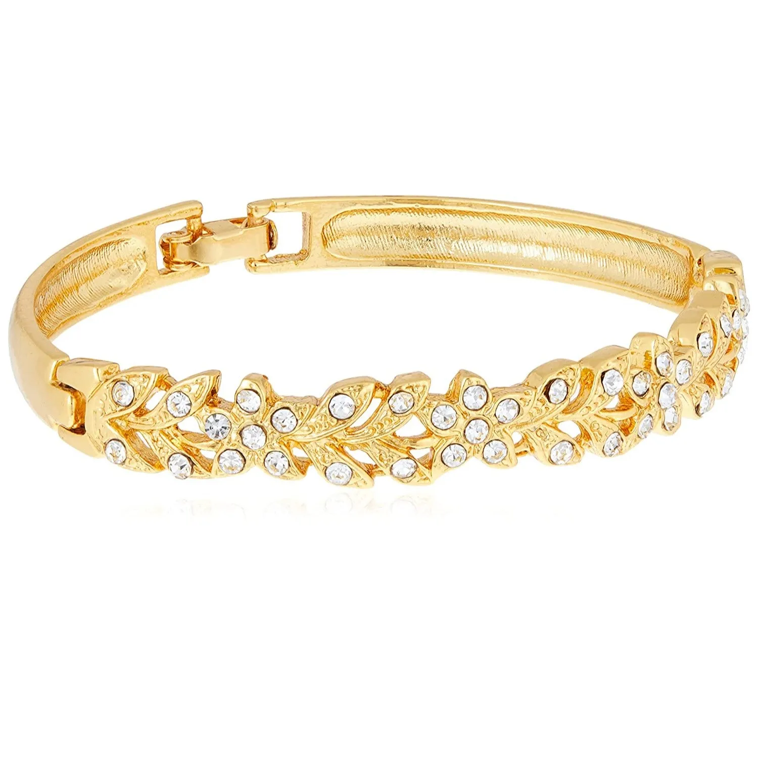 Estele Gold Plated Crystal Studded Bangle Bracelet for Girls and Women