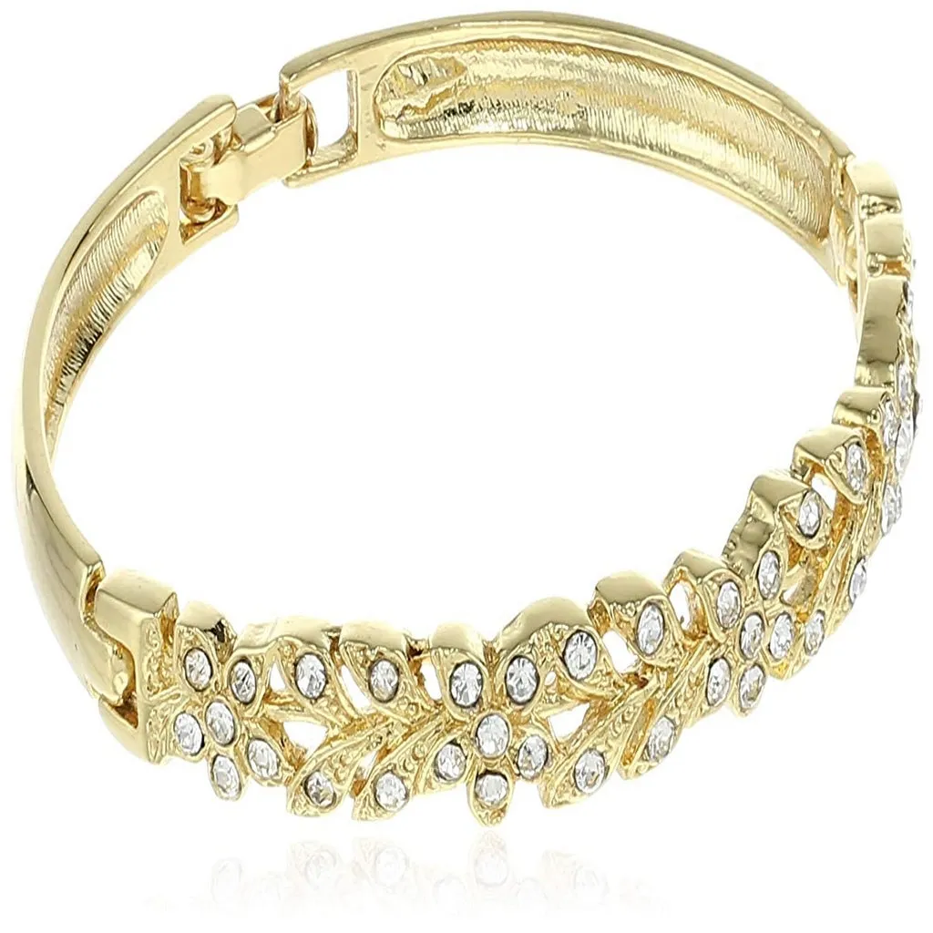 Estele Gold Plated Crystal Studded Bangle Bracelet for Girls and Women