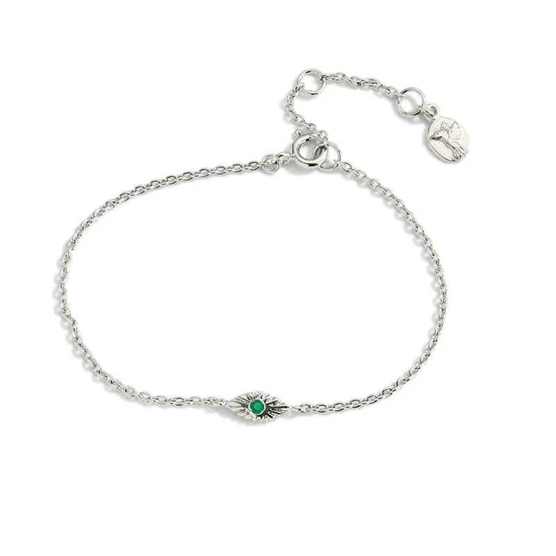 Evil Eye Bracelet, Green Onyx, Silver