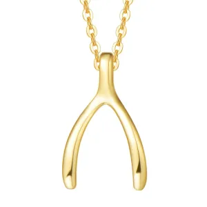 FANCIME Wishbone 14K Yellow Gold Necklace