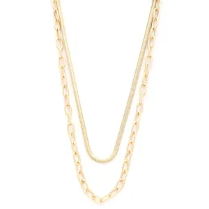 Flat Snake Oval Link Layered Necklace