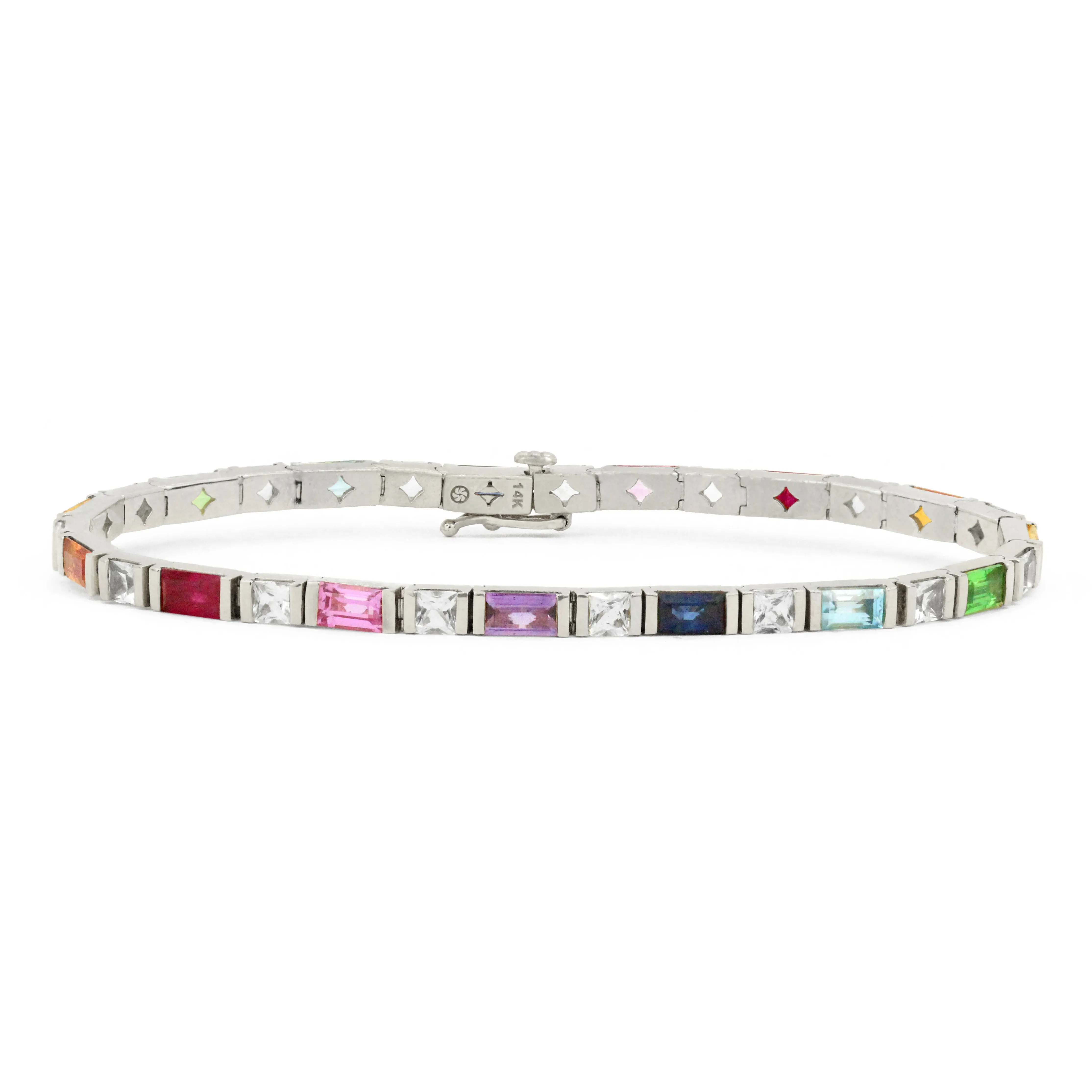 Gemstone 14K Bar Set Bracelet