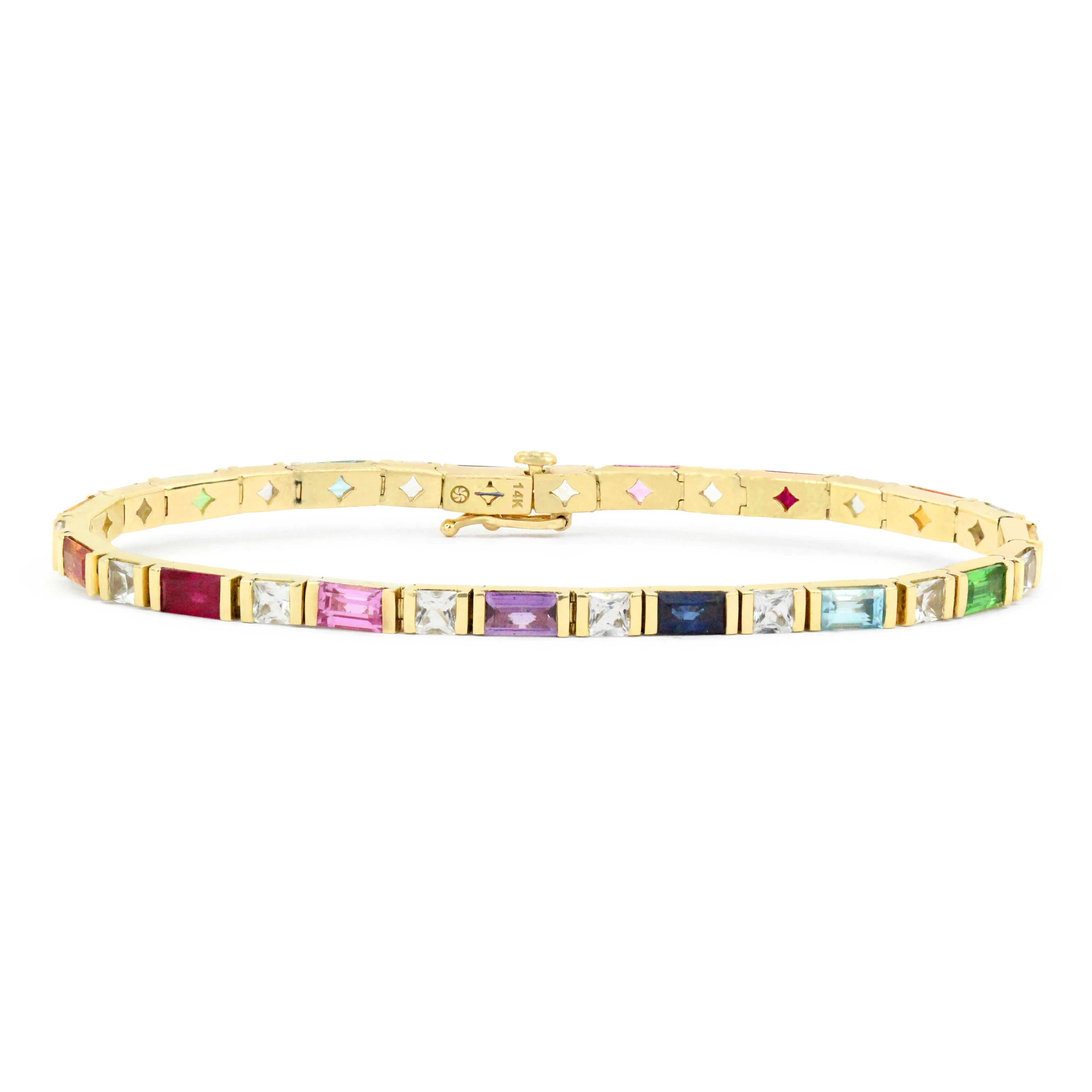 Gemstone 14K Bar Set Bracelet