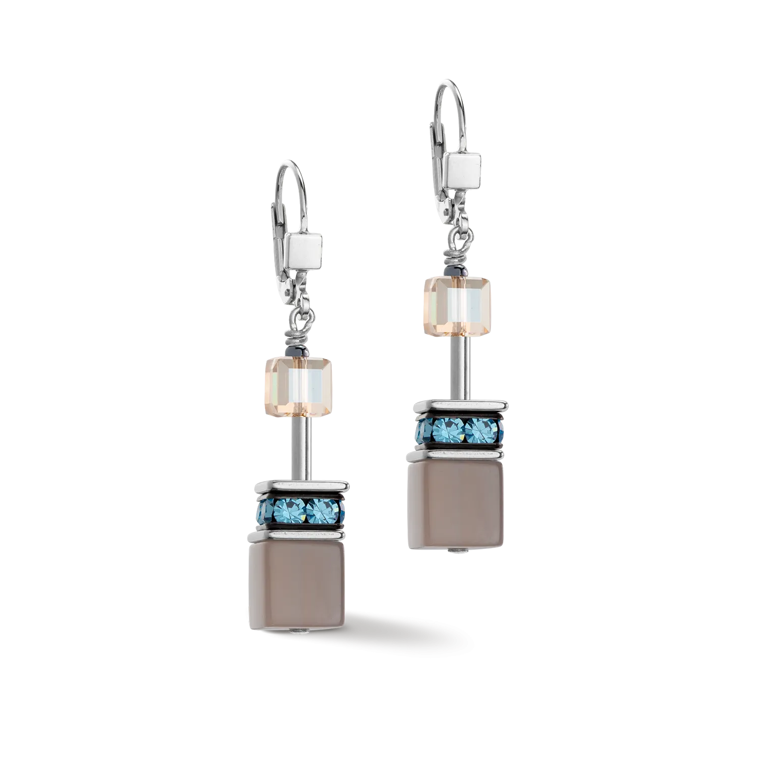 GeoCUBE® Iconic Statement Precious earrings aqua-beige