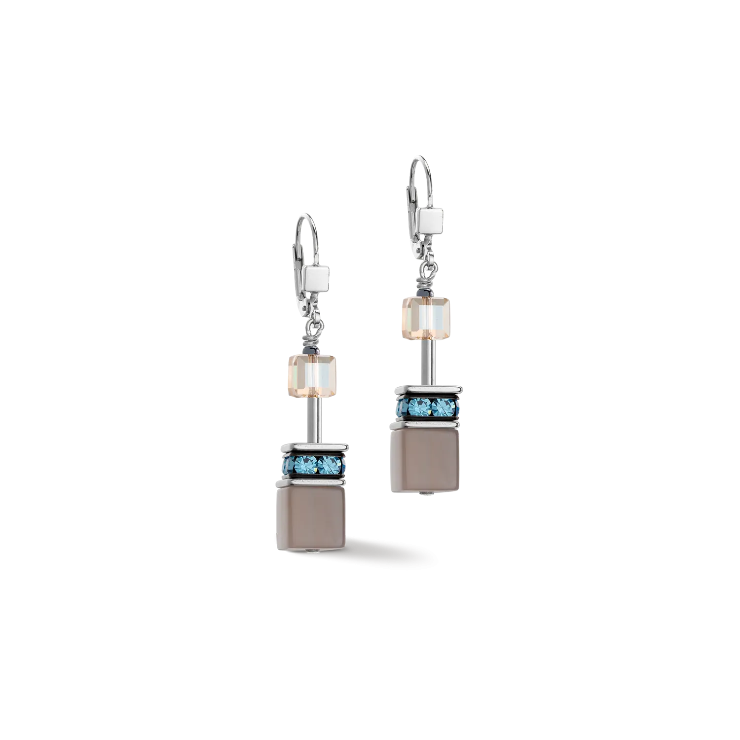 GeoCUBE® Iconic Statement Precious earrings aqua-beige