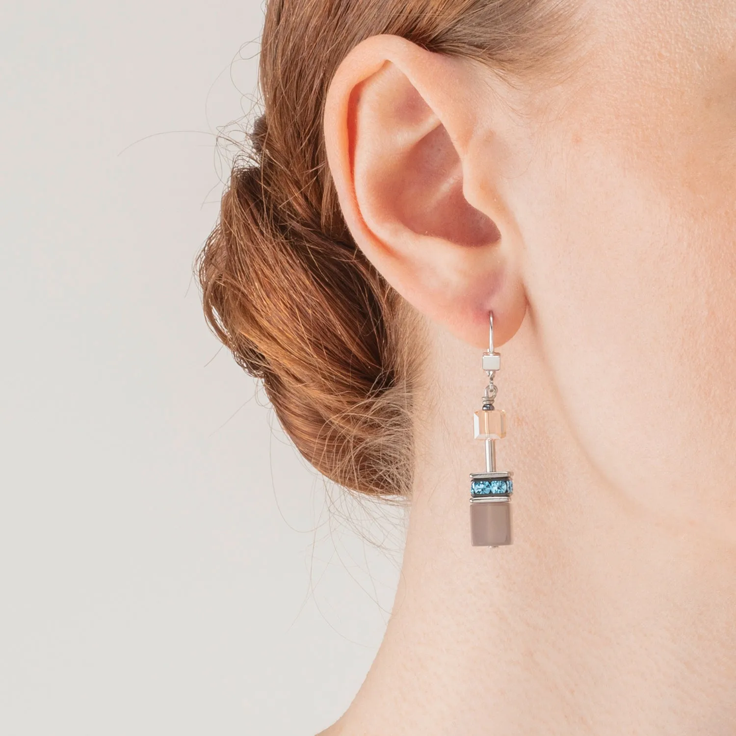 GeoCUBE® Iconic Statement Precious earrings aqua-beige