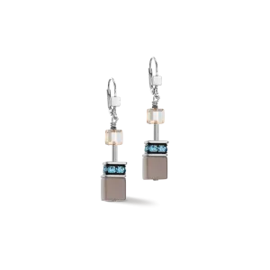 GeoCUBE® Iconic Statement Precious earrings aqua-beige