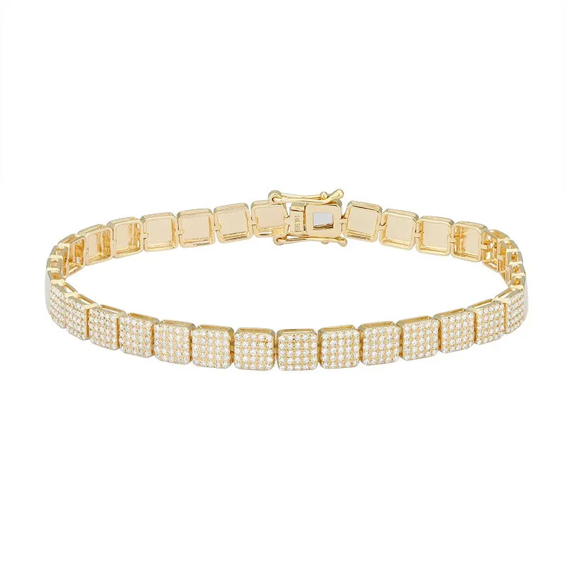 Geometric Gold and Pave Bracelet