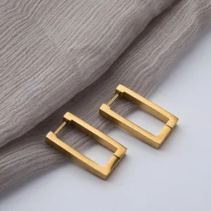 Geometric Women Rectangular Gold Color Metal 2024 New Trendy Gifts Square Earring