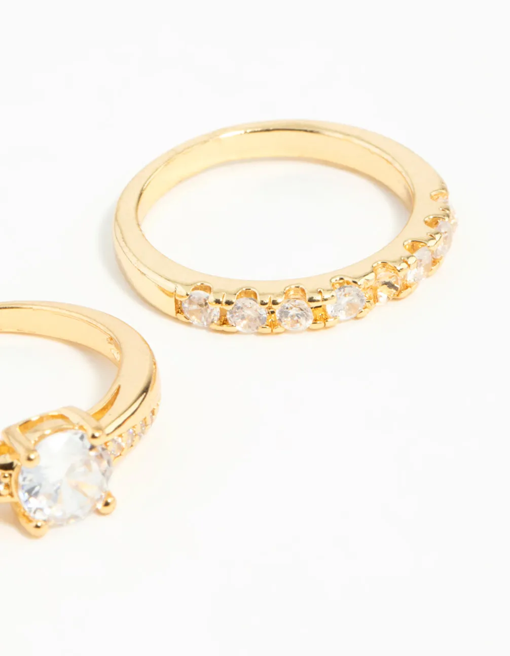 Gold Plated Cubic Zirconia Engaement Ring Set