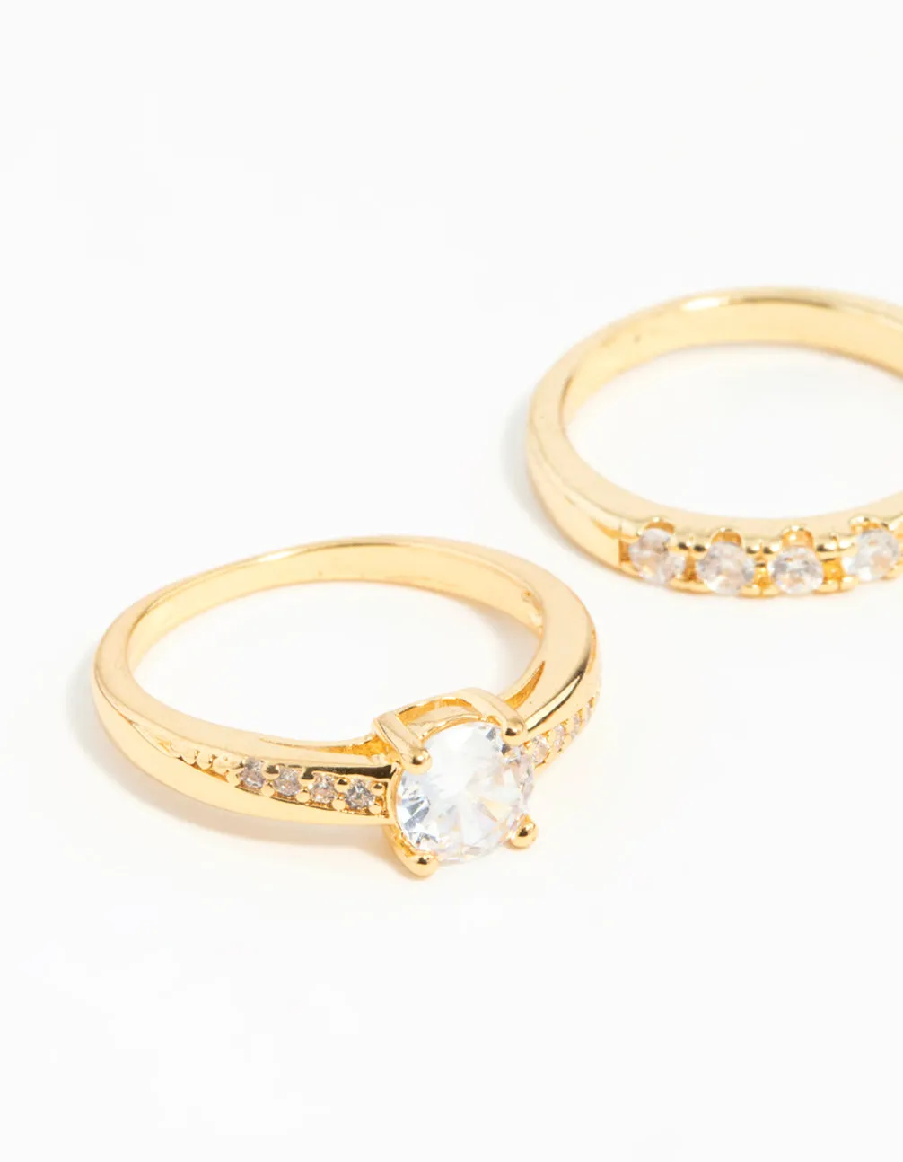 Gold Plated Cubic Zirconia Engaement Ring Set