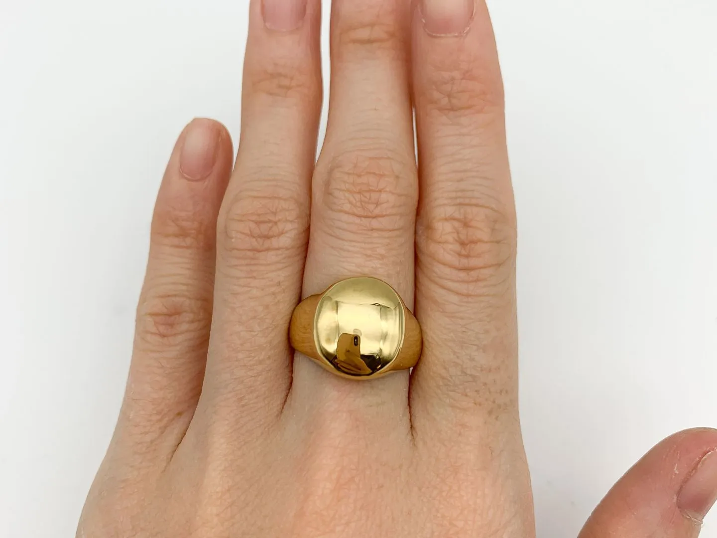 Gold Signet Ring - Chunky Dome Ring - Gold Dome Ring