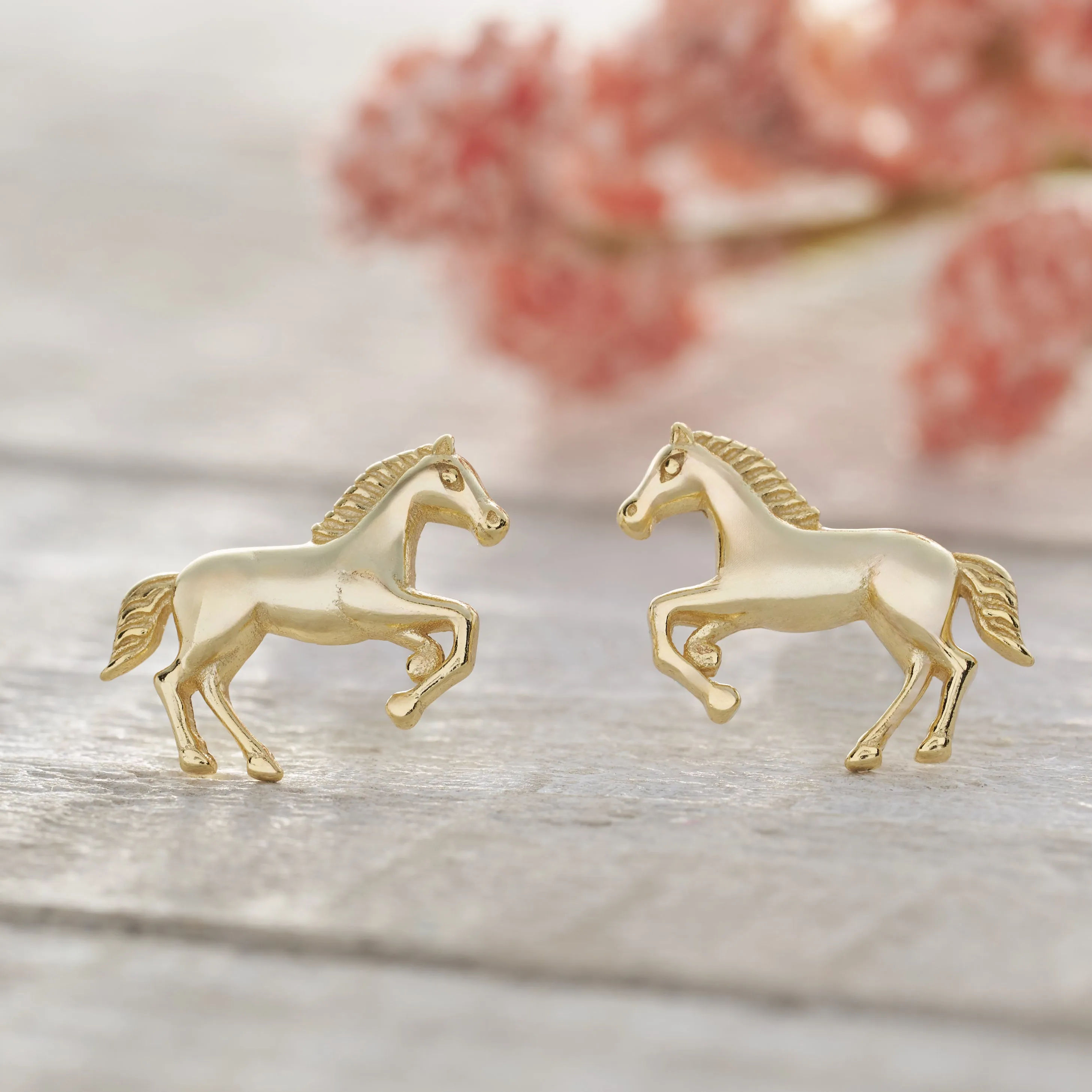 Gold Sterling Silver Galloping Horse Studs