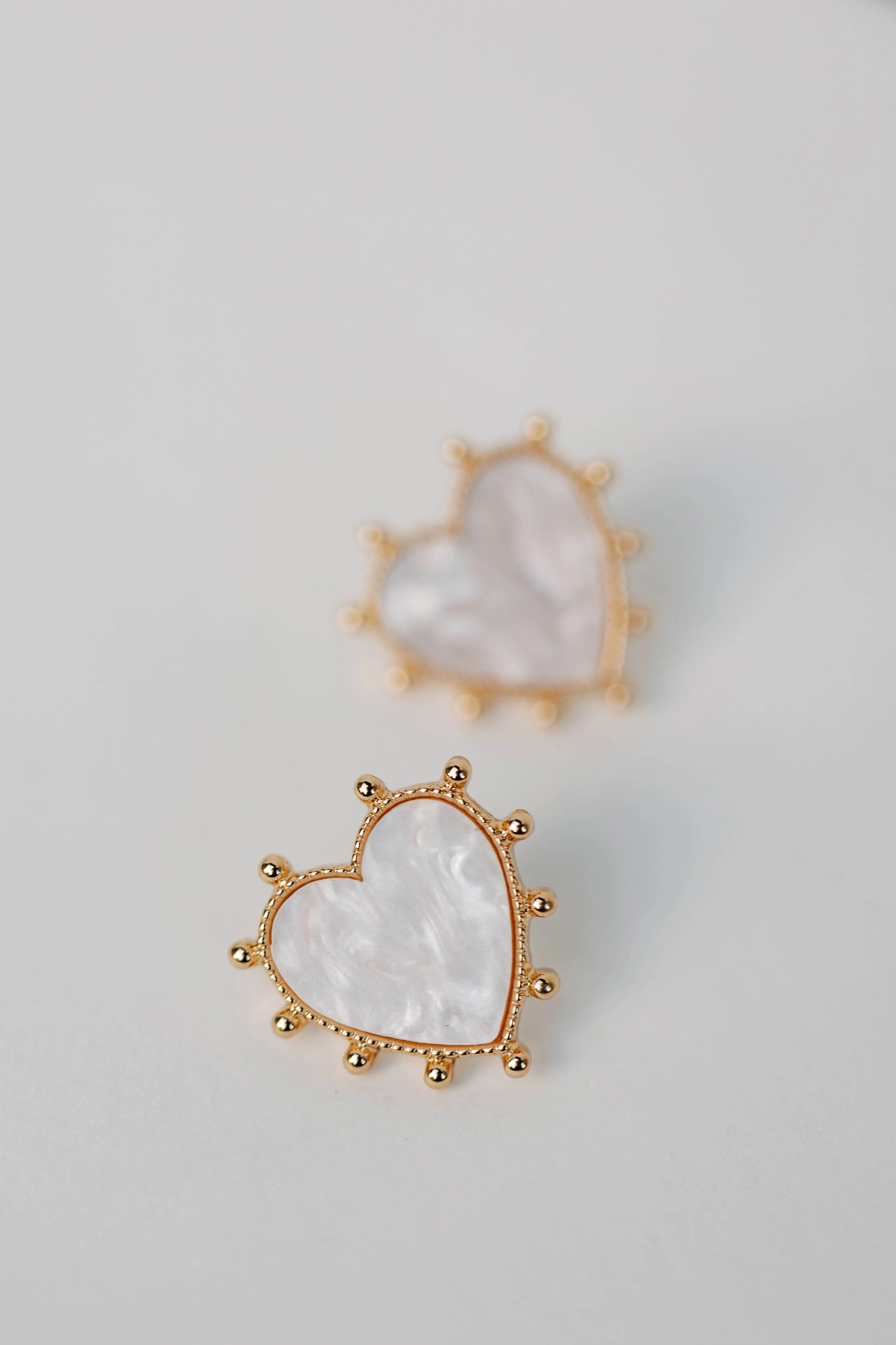 Gold Studded Pink Tortoise Heart Earrings