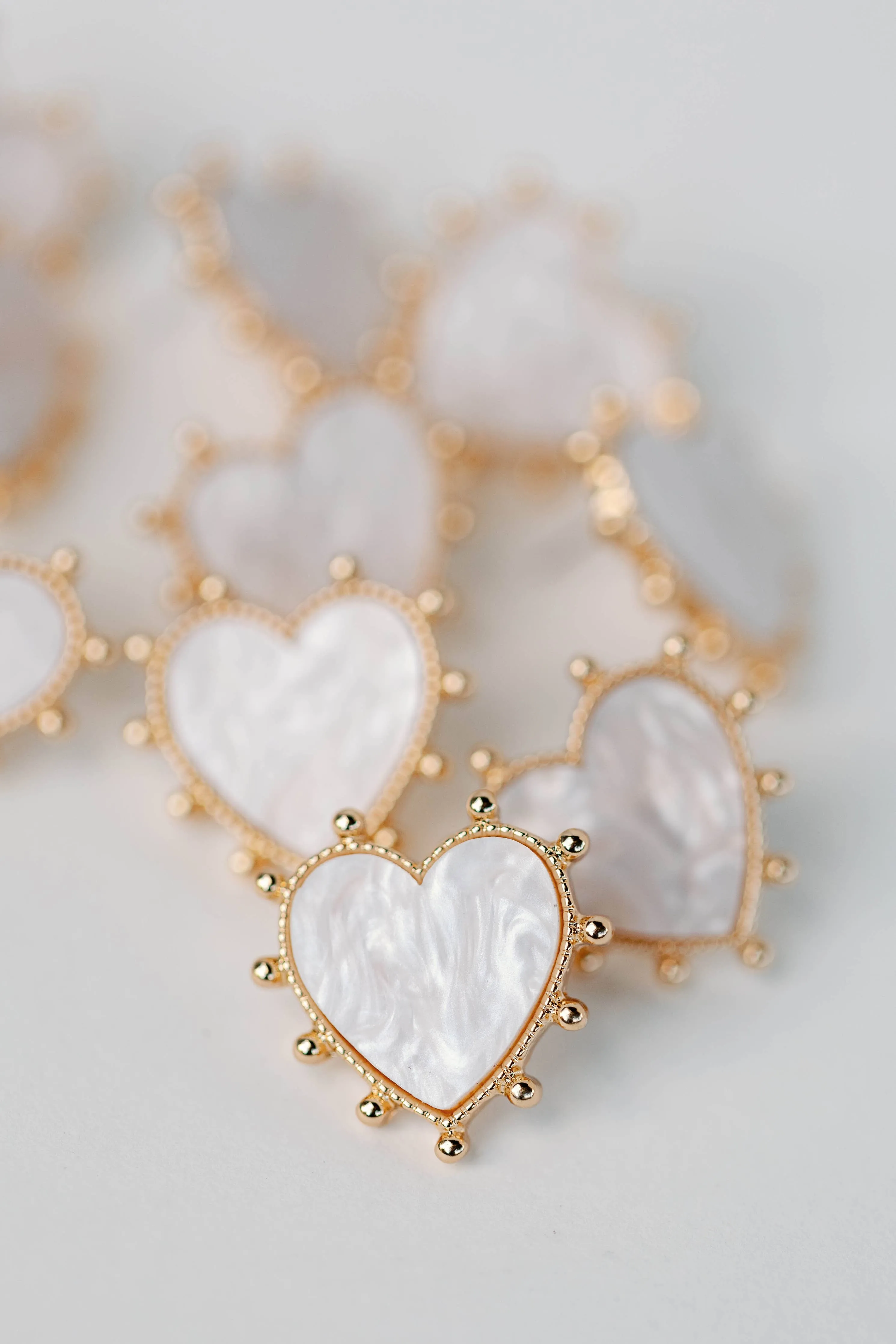 Gold Studded Pink Tortoise Heart Earrings