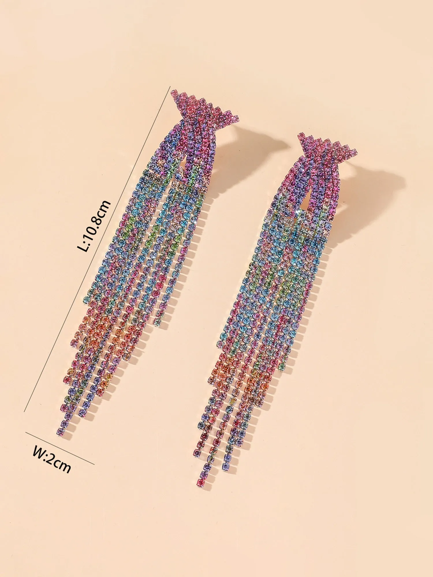 Half-round Rhinestone Tassel Earrings