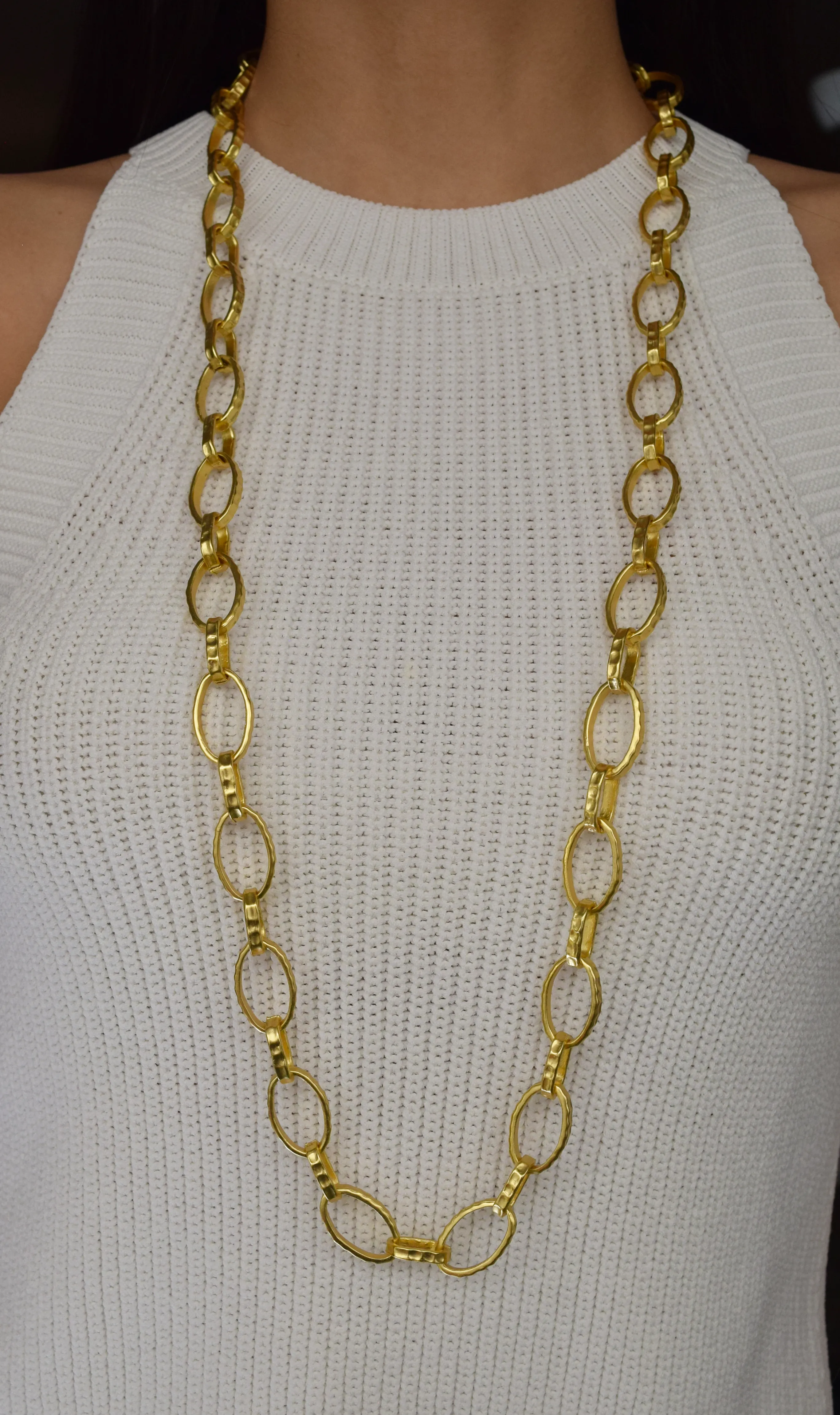 Hammered Link Long Chain