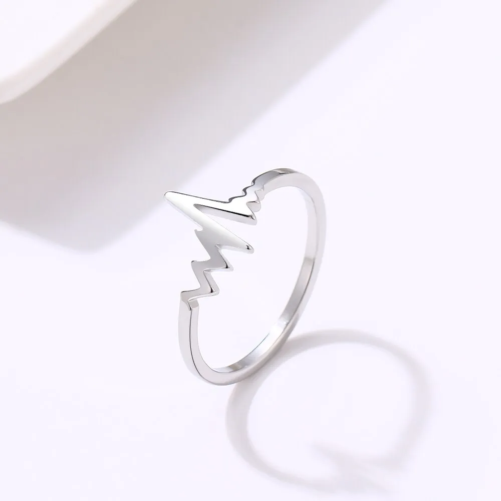 Heartbeat Wave Gold & Silver Plated Rings