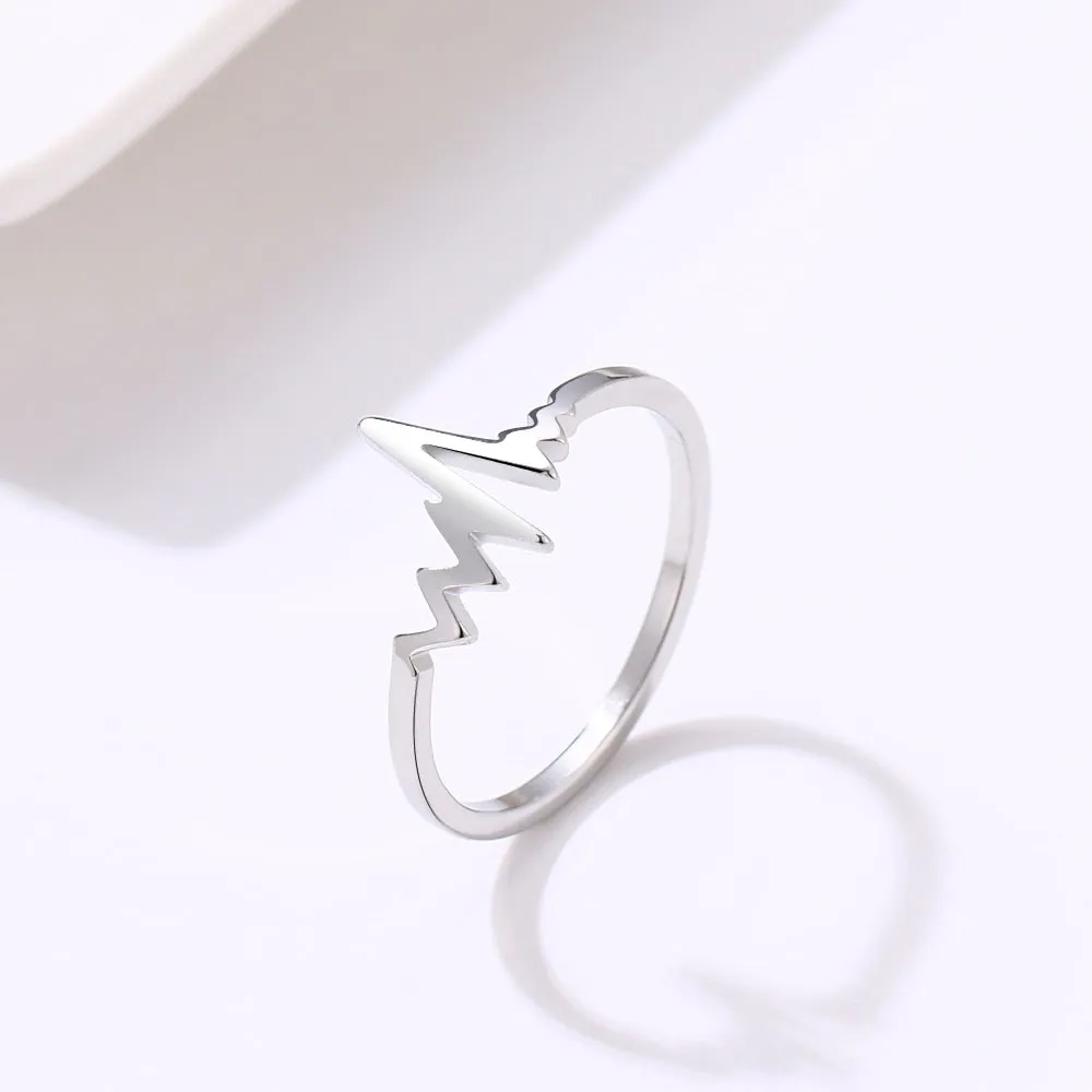 Heartbeat Wave Gold & Silver Plated Rings