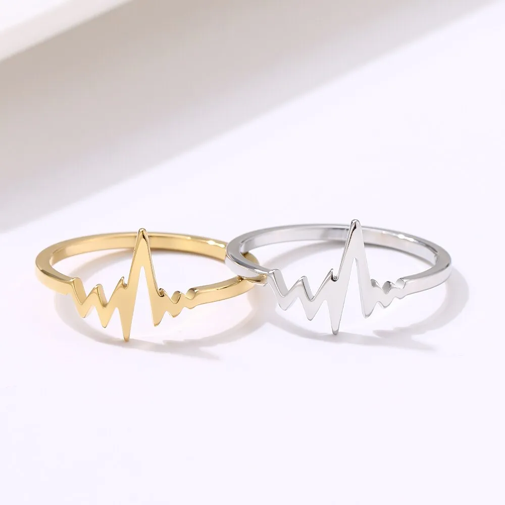 Heartbeat Wave Gold & Silver Plated Rings