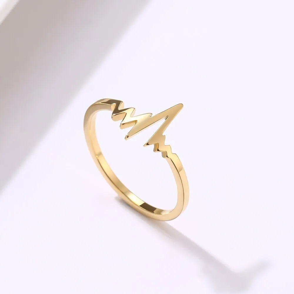 Heartbeat Wave Gold & Silver Plated Rings