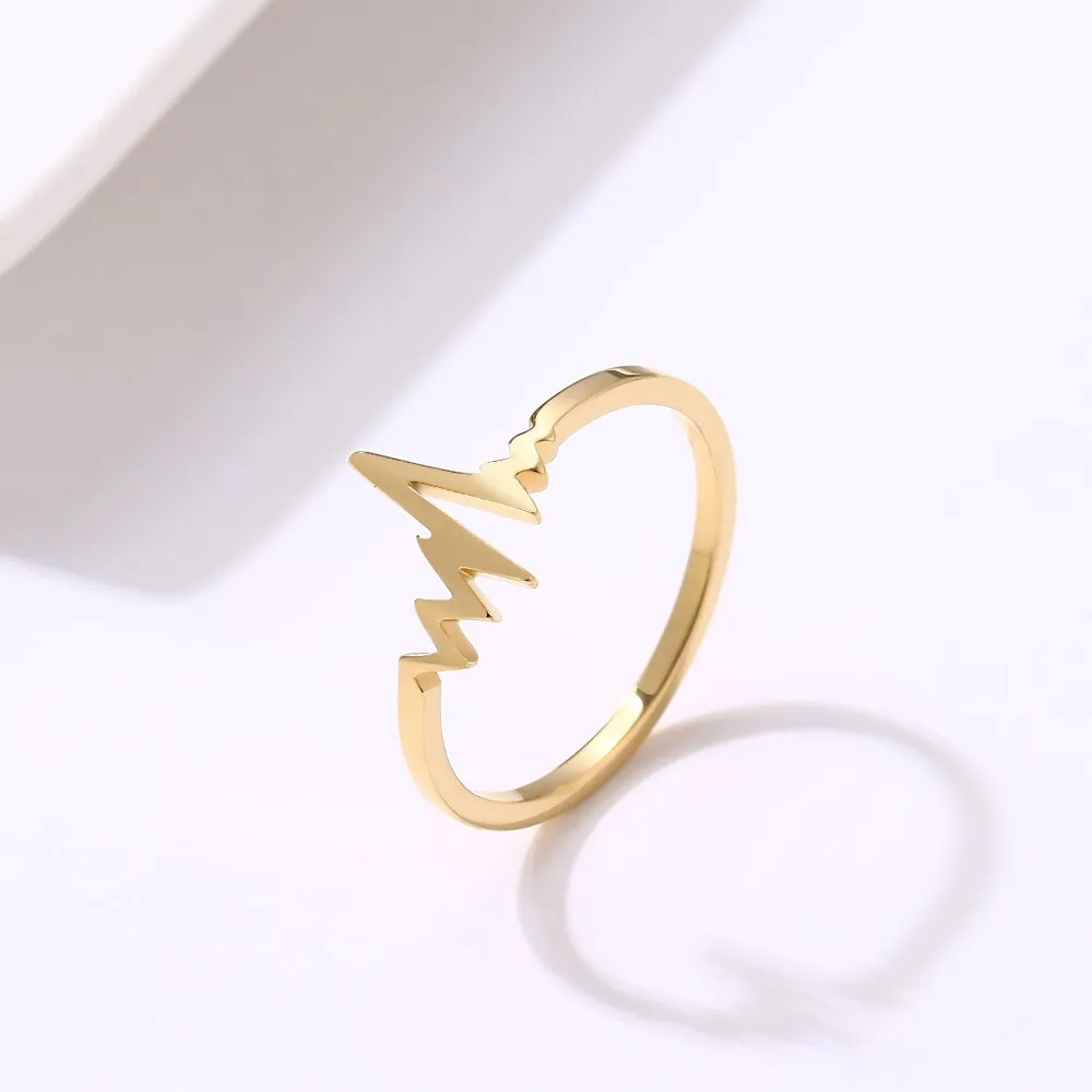 Heartbeat Wave Gold & Silver Plated Rings